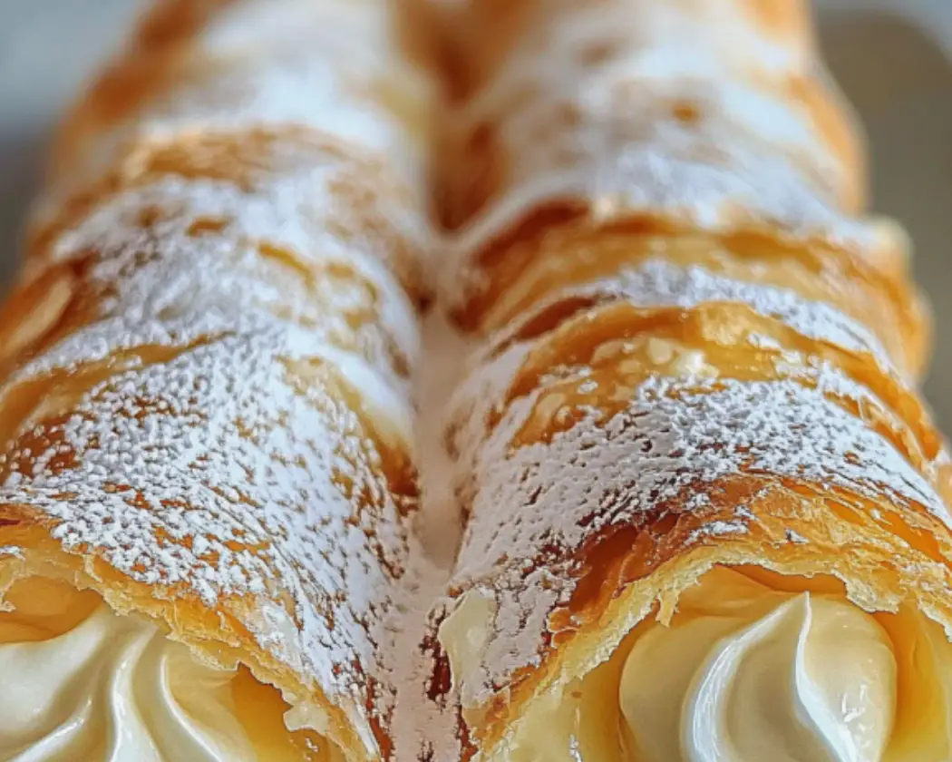 Vanilla Cream Horns with Powdered Sugar