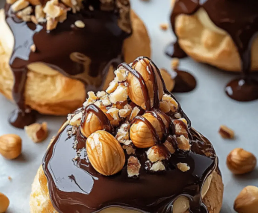 Hazelnut Praline Profiteroles