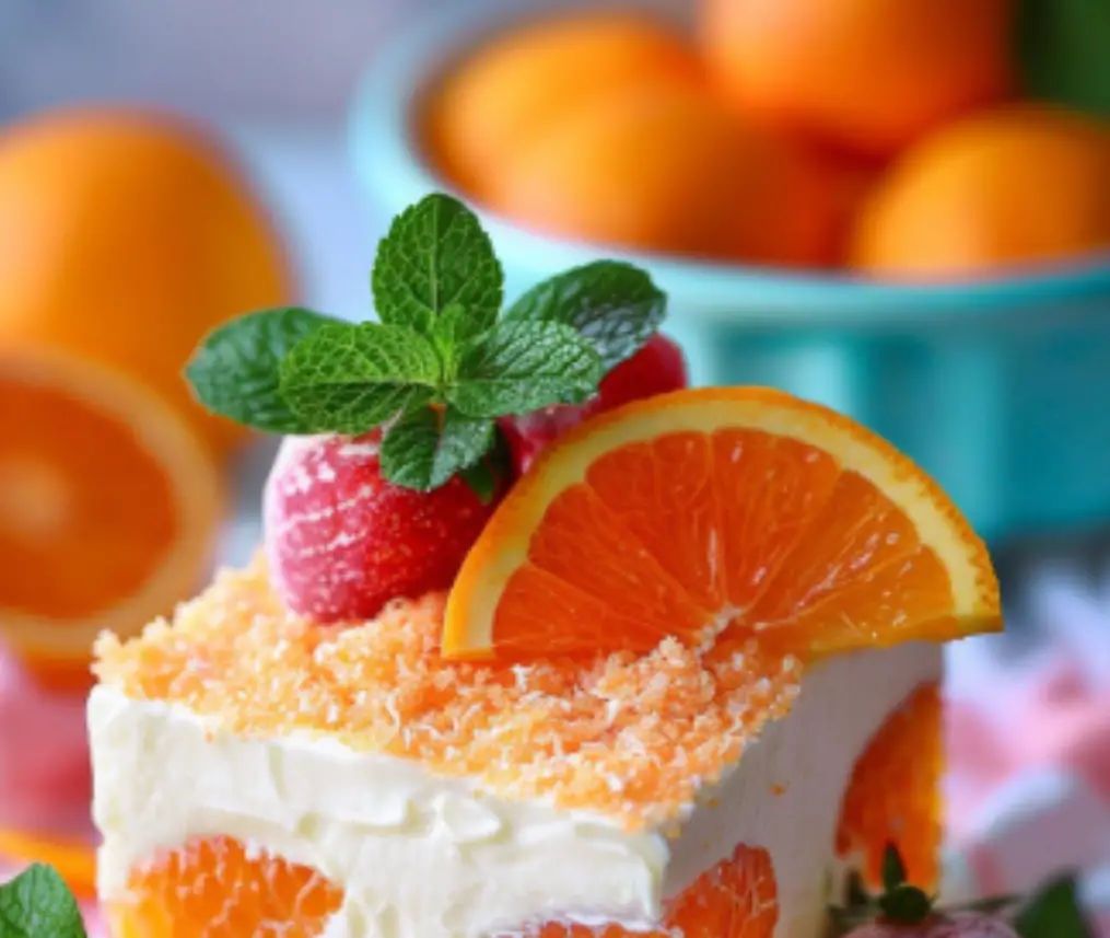 Mandarin Orange Cream Cake with Strawberries