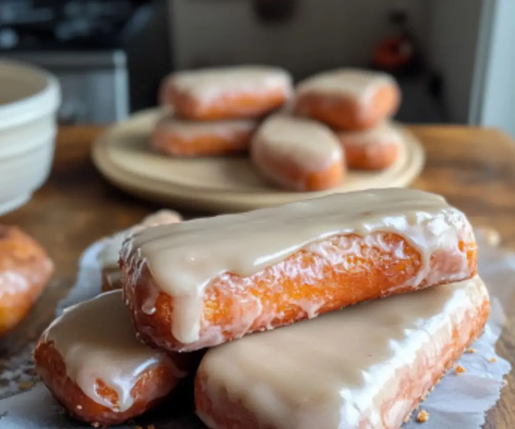 Maple Glazed Long Johns (Yeast Doughnuts)