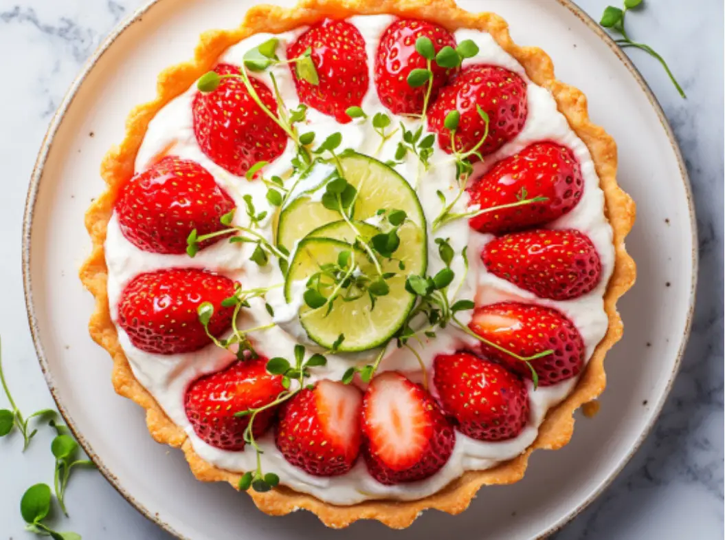 Strawberry Lime Tart with Cream Cheese Filling
