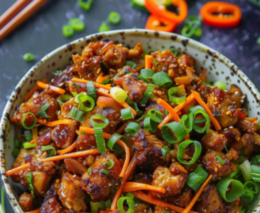 Spicy Honey Garlic Chicken Rice Bowl
