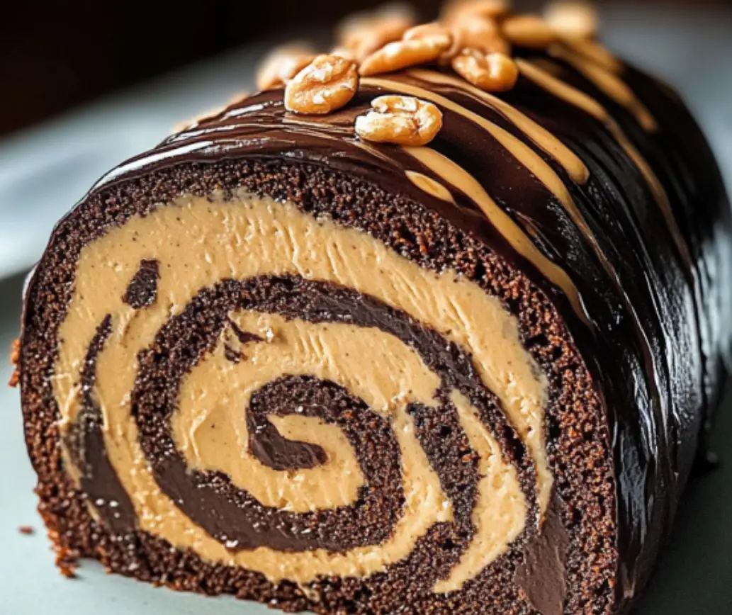 Chocolate Peanut Butter Swiss Roll