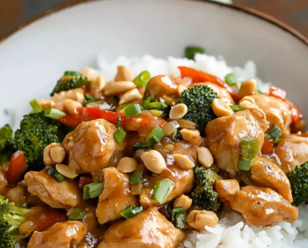 Kung Pao Chicken with Vegetables over Rice