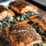 Blackened Salmon Stuffed with Spinach and Parmesan