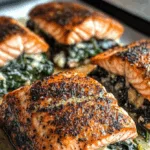 Blackened Salmon Stuffed with Spinach and Parmesan