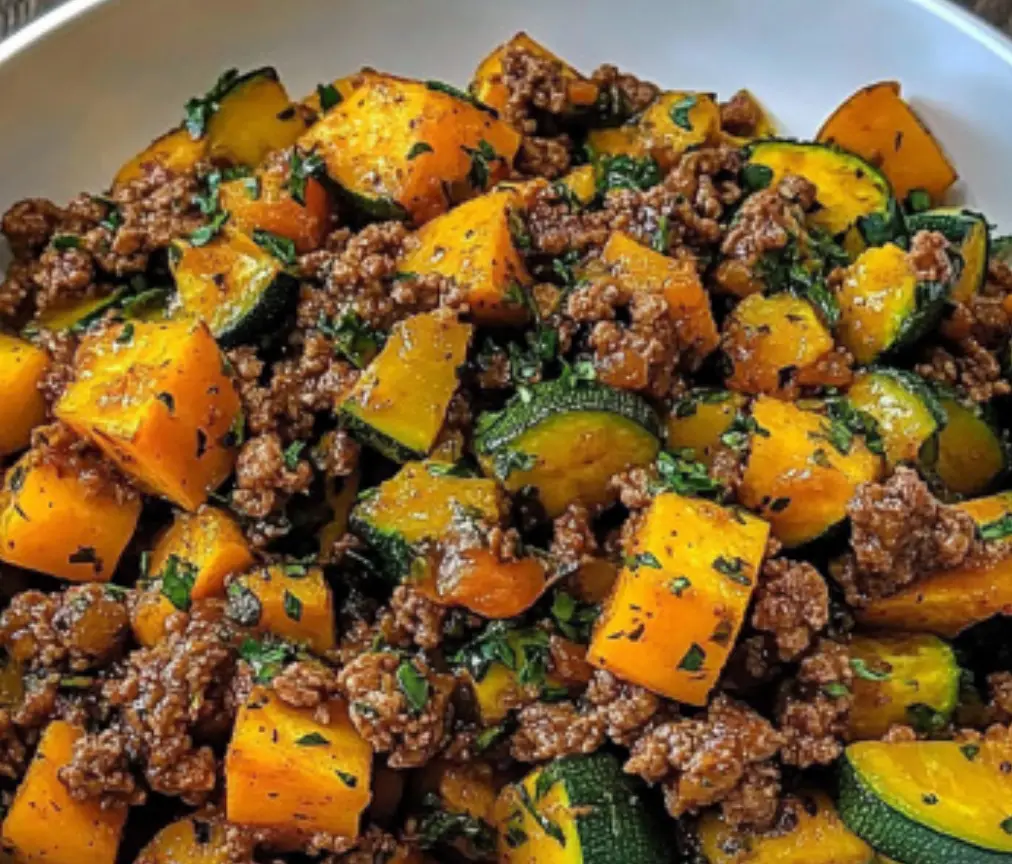 Ground Beef and Butternut Squash Skillet