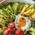 Avocado and Tomato Salad Bowl with Sunny‑Side Egg