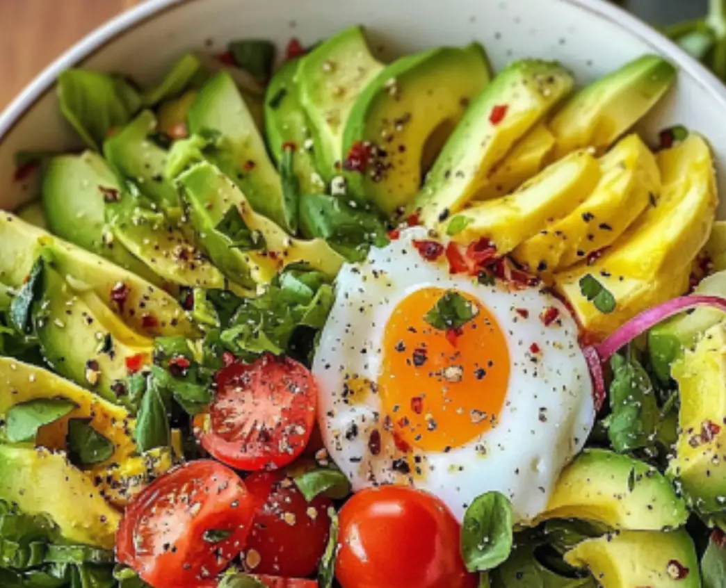 Avocado and Tomato Salad Bowl with Sunny‑Side Egg