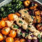 Roasted Vegetable Grain Bowl with Tahini Dressing 3 Roasted Vegetable Grain Bowl with Tahini Dressing