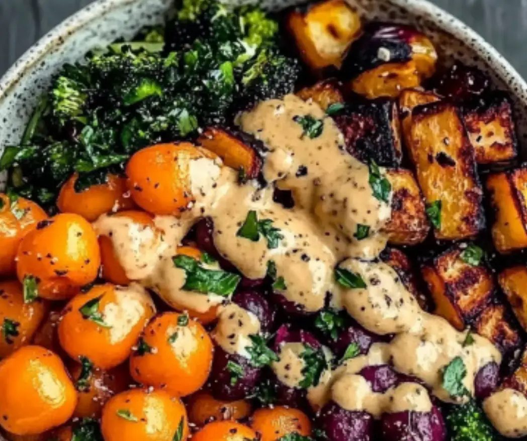 Roasted Vegetable Grain Bowl with Tahini Dressing