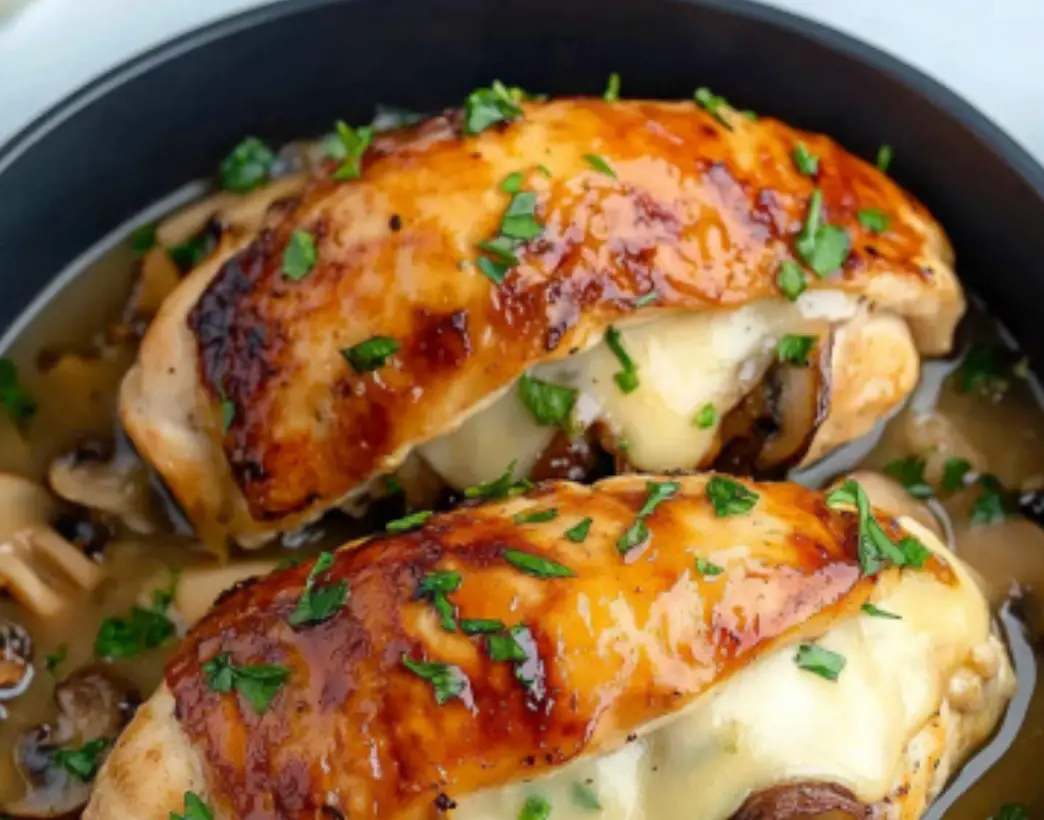 Mushroom and Cheese Stuffed Chicken