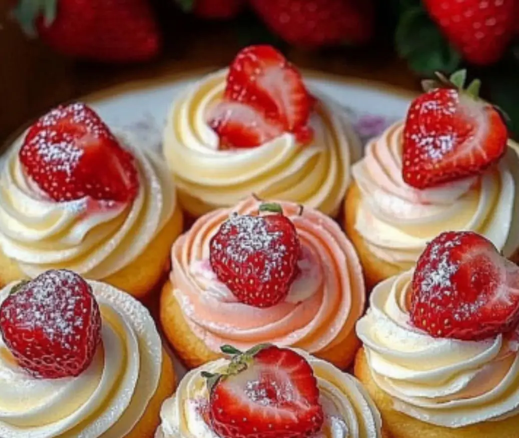 Vanilla Strawberry Cupcakes with Whipped Buttercream