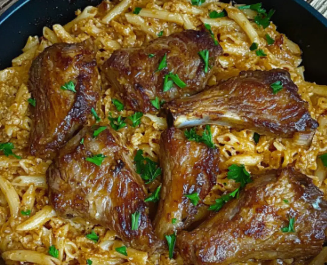 Braised Lamb with Creamy Pasta