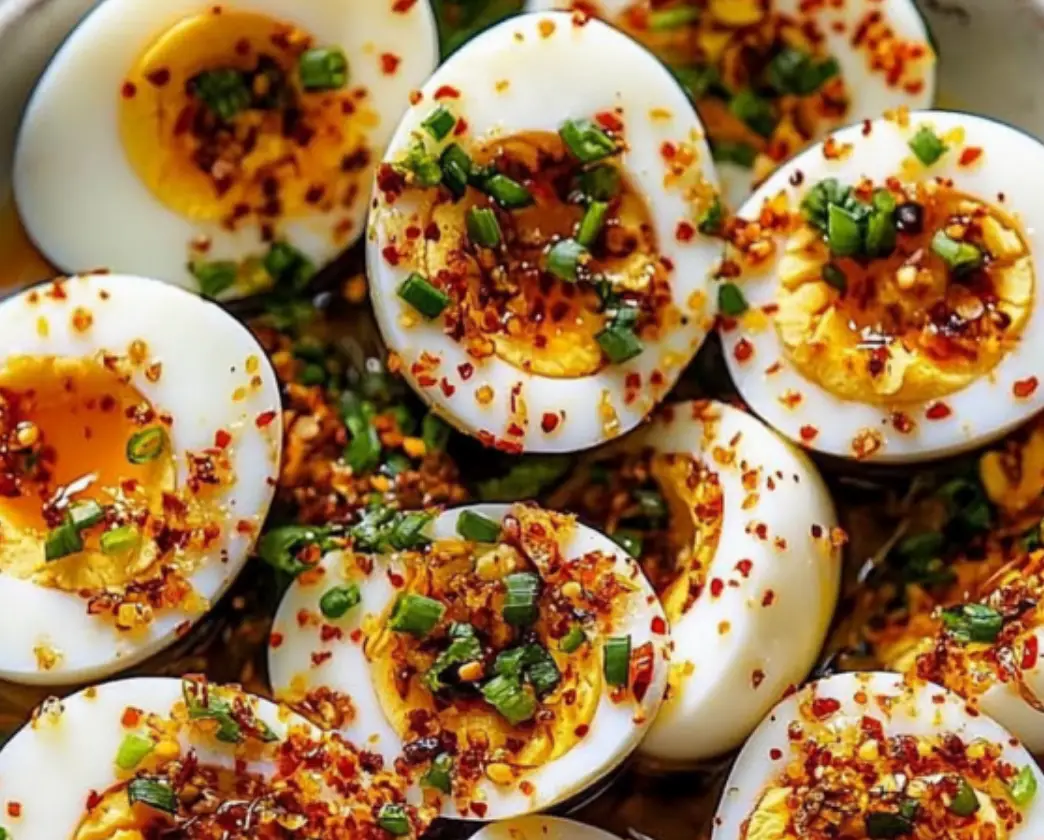 Chili Garlic Deviled Eggs