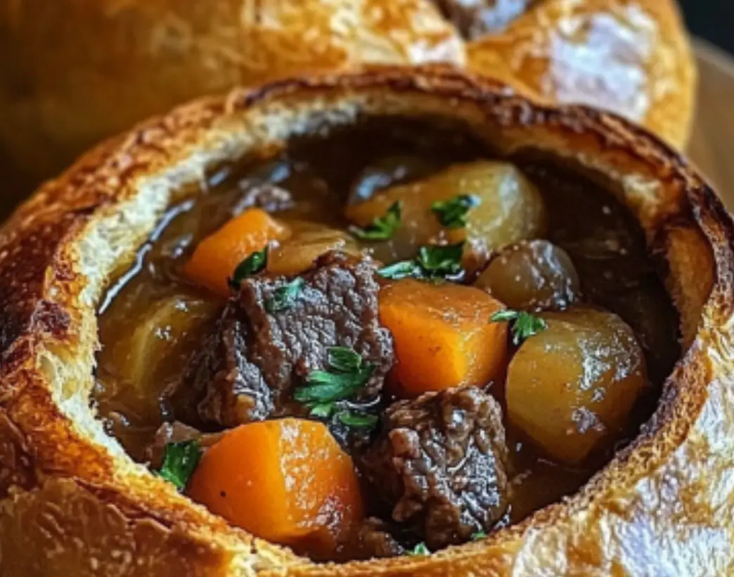 Hearty Beef Stew in Bread Bowls