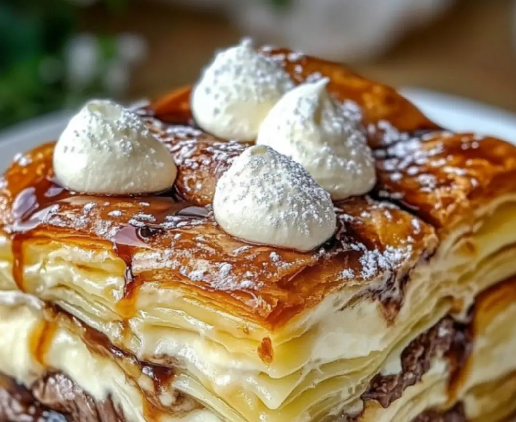 Chocolate and Cream Puff Pastry Layered Dessert