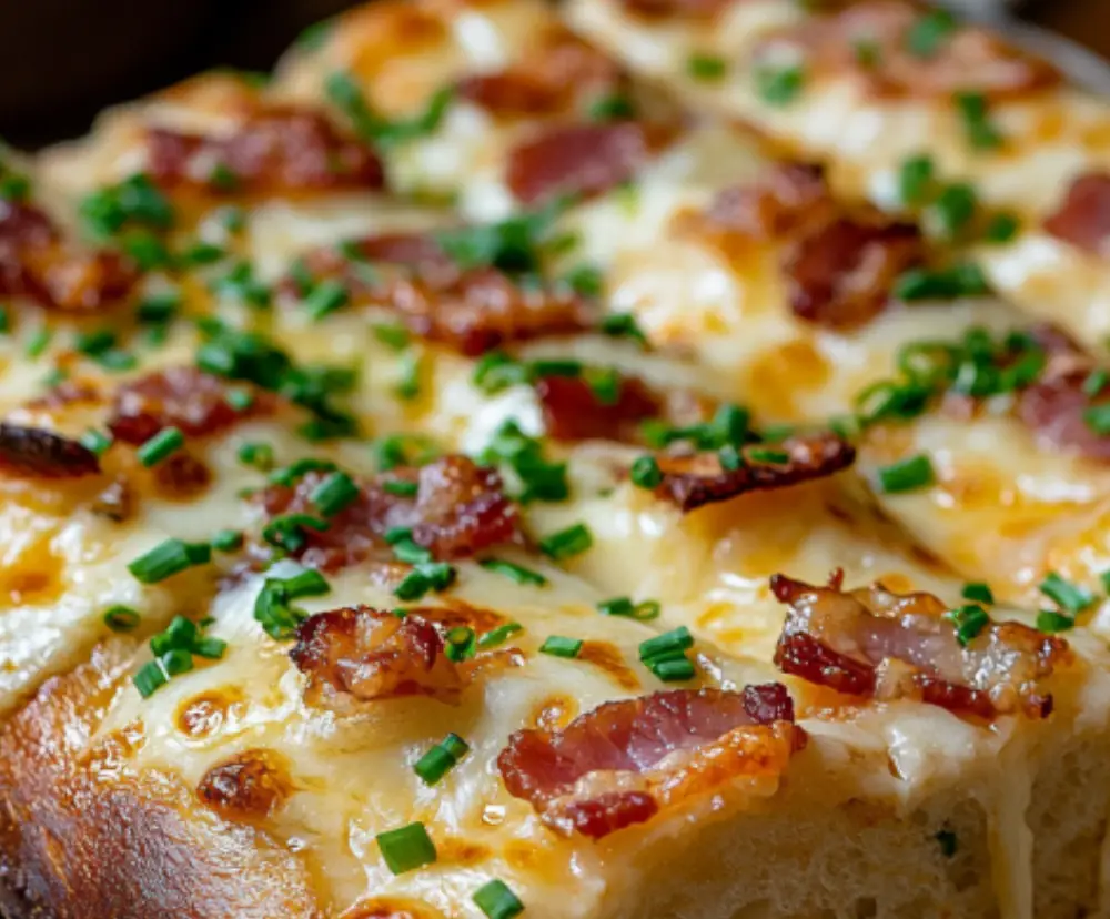 Cheesy Bacon Focaccia Bread with Fresh Chives