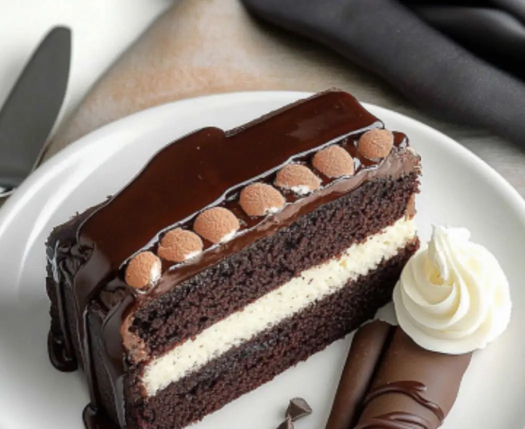 Decadent Chocolate Layer Cake with Ganache and Cream Filling