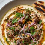 Middle Eastern Lamb Meatballs over Hummus 3 Middle Eastern Lamb Meatballs over Hummus