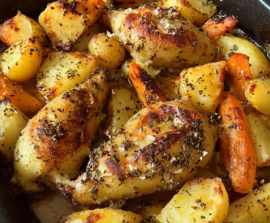 Herb-Roasted Chicken with Potatoes and Carrots