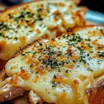 Open-Faced Chicken Melt on Garlic Bread