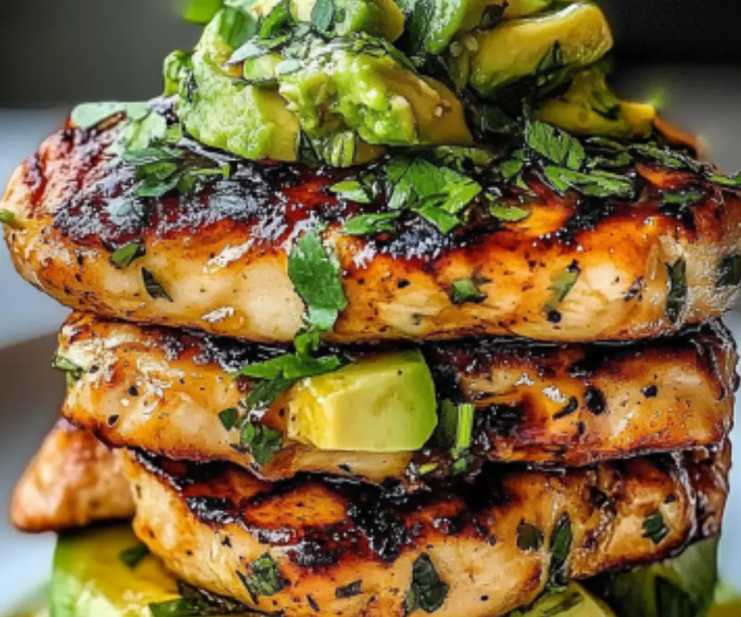 Grilled Cilantro Lime Chicken with Avocado and Rice