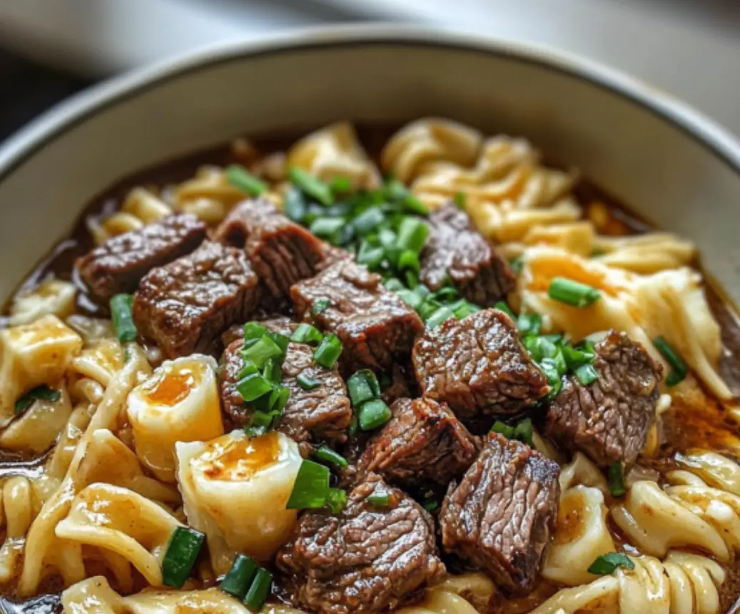 Spicy Beef Noodle Soup with Fresh Herbs