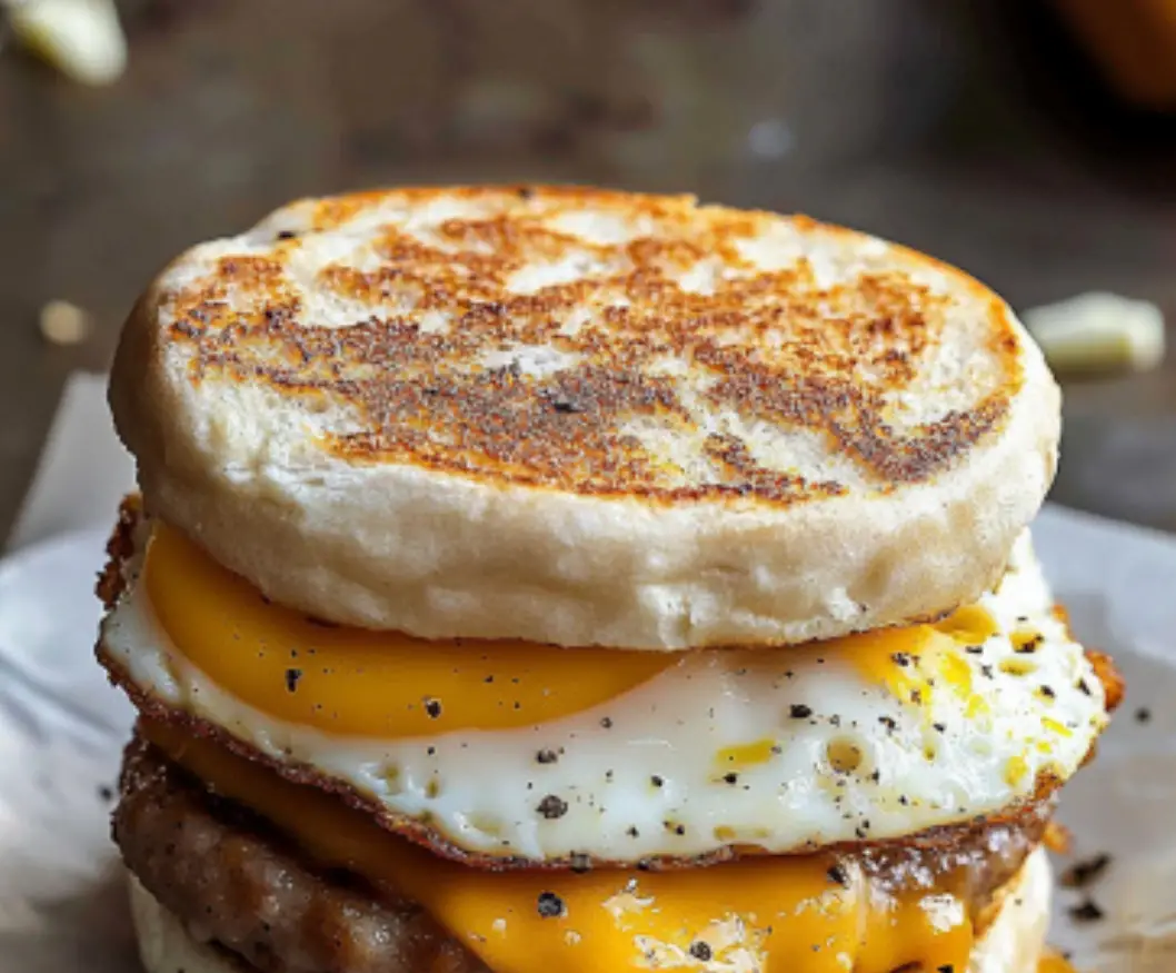Sausage, Egg, and Cheese Breakfast Muffin Sandwich