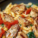 Creamy Penne Pasta with Seared Chicken and Tomatoes