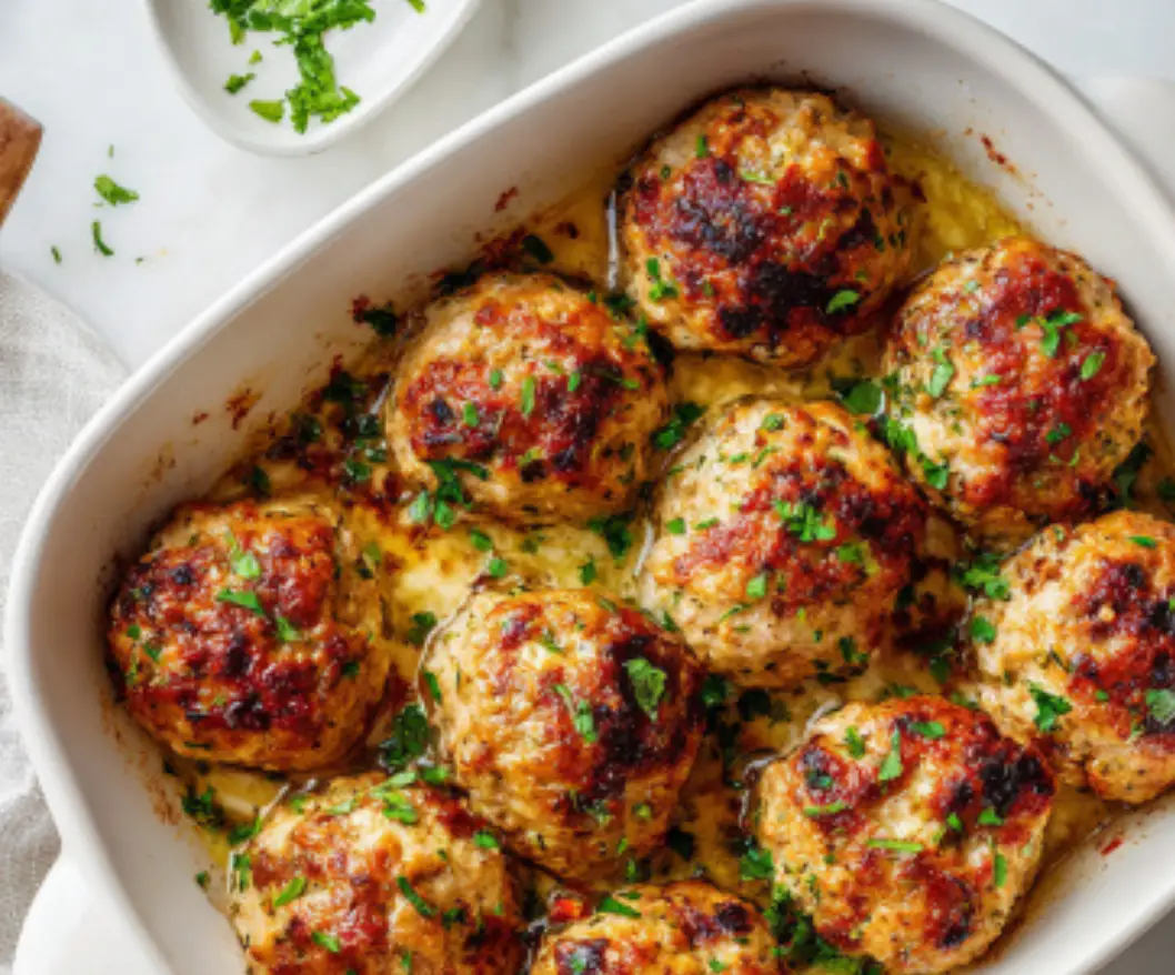 Cheesy Baked Chicken Meatballs