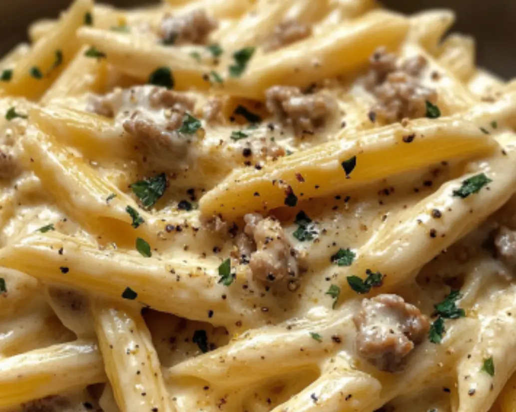 Creamy Sausage Alfredo Penne Pasta