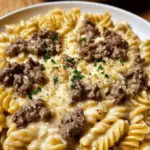 Beef & Rotini in Creamy Garlic Parmesan Sauce