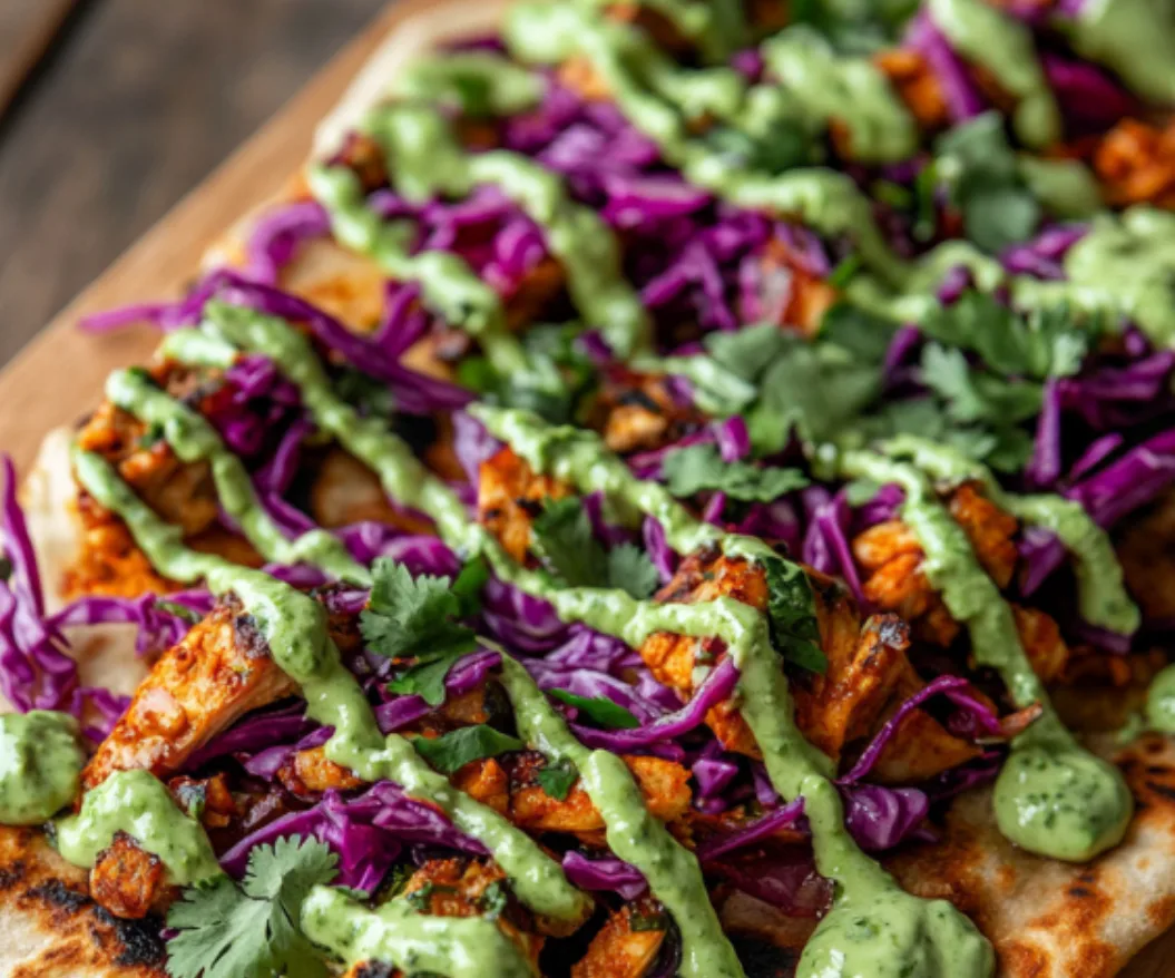 Grilled Flatbread with Spiced Cauliflower and Green Herb Sauce