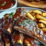 Sticky BBQ Ribs with Fries