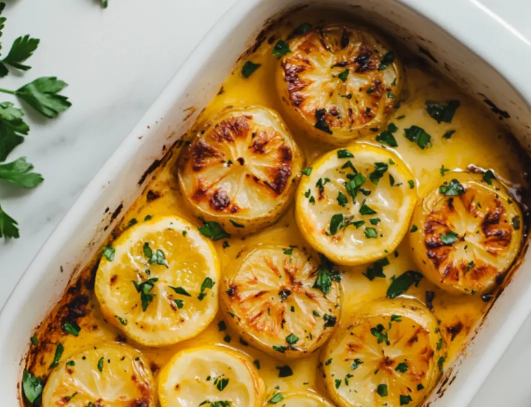 Baked Lemon Slices in Garlic Butter Sauce