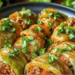 Stuffed Cabbage Rolls with Ground Beef and Vegetables