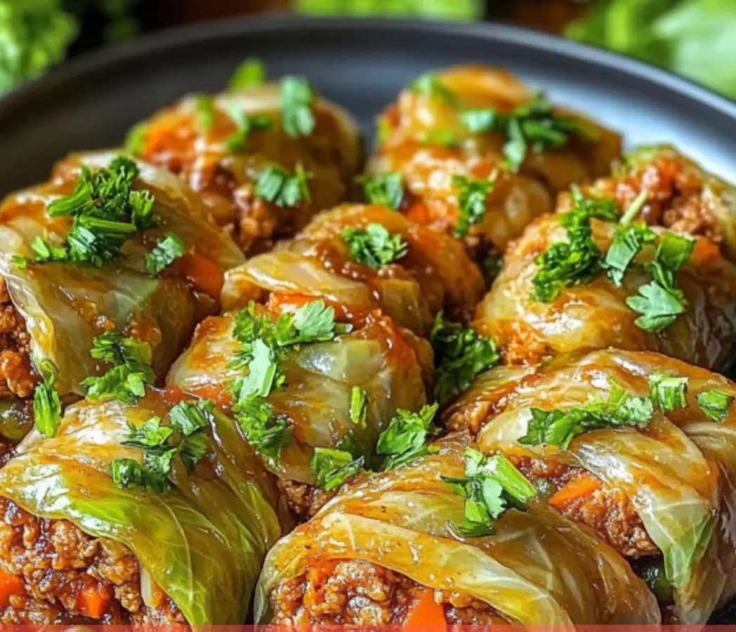 Stuffed Cabbage Rolls with Ground Beef and Vegetables