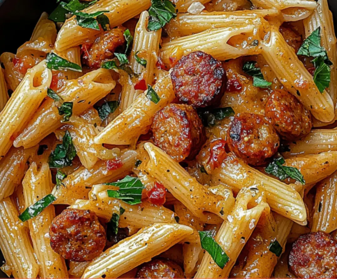 Spicy Sausage Penne in Creamy Tomato Sauce