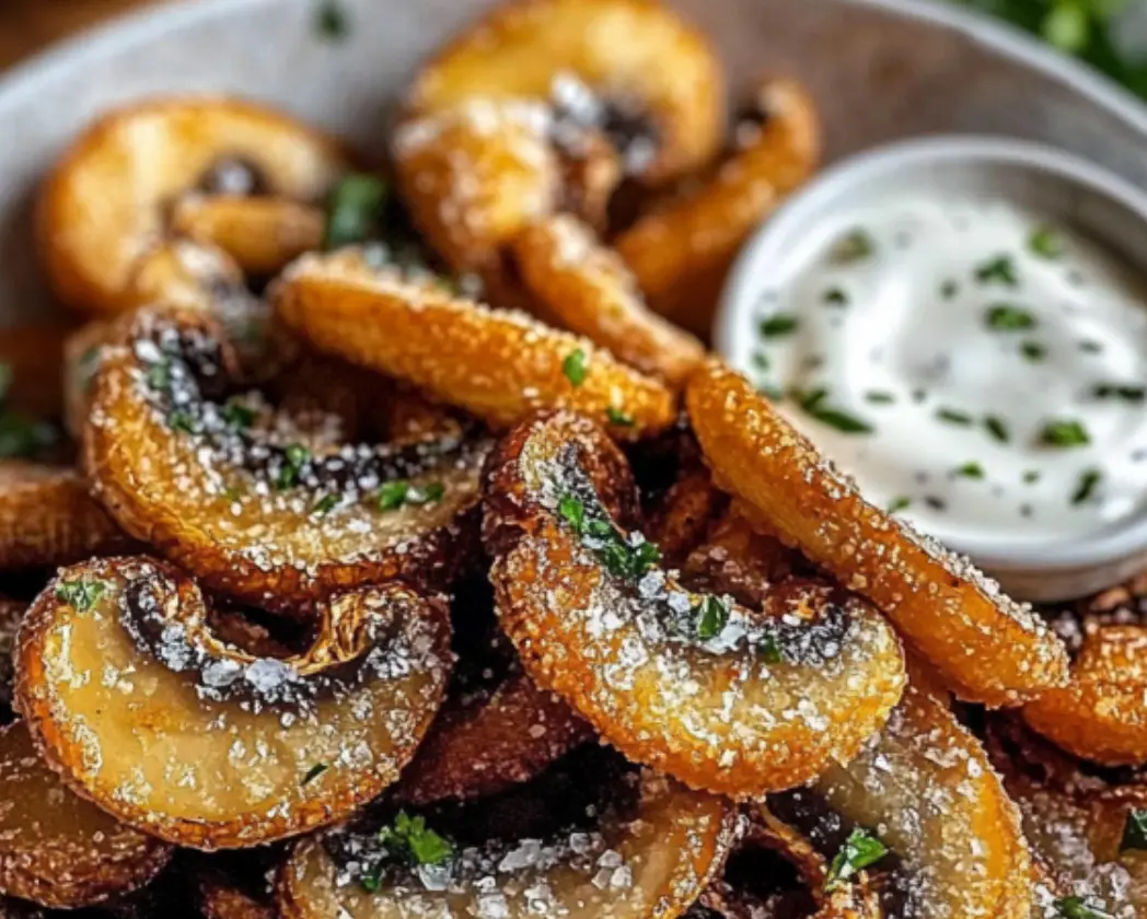 Fried Sliced Mushrooms with Ranch