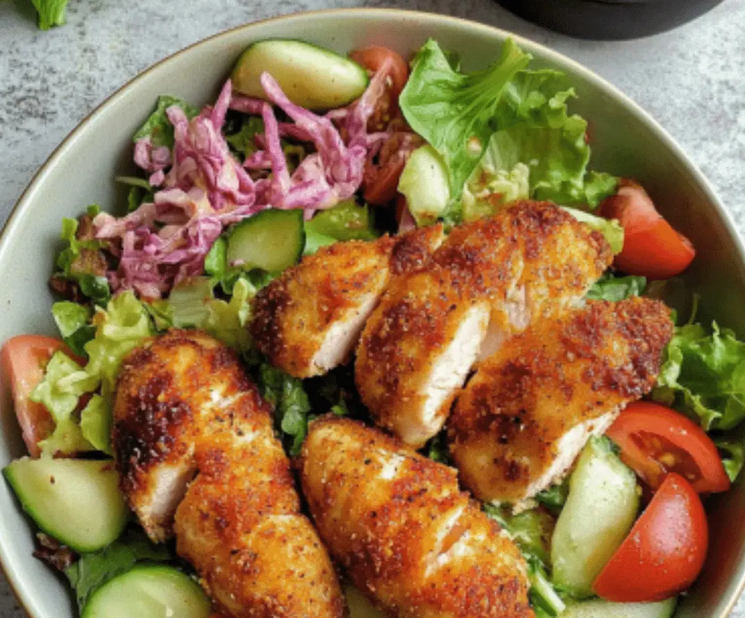 Crispy Chicken with Fresh Garden Salad: A Perfect Balance of Crunch and Freshness