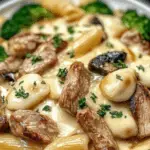 Creamy Mushroom and Broccoli Pasta with Pork 3 Creamy Mushroom and Broccoli Pasta with Pork
