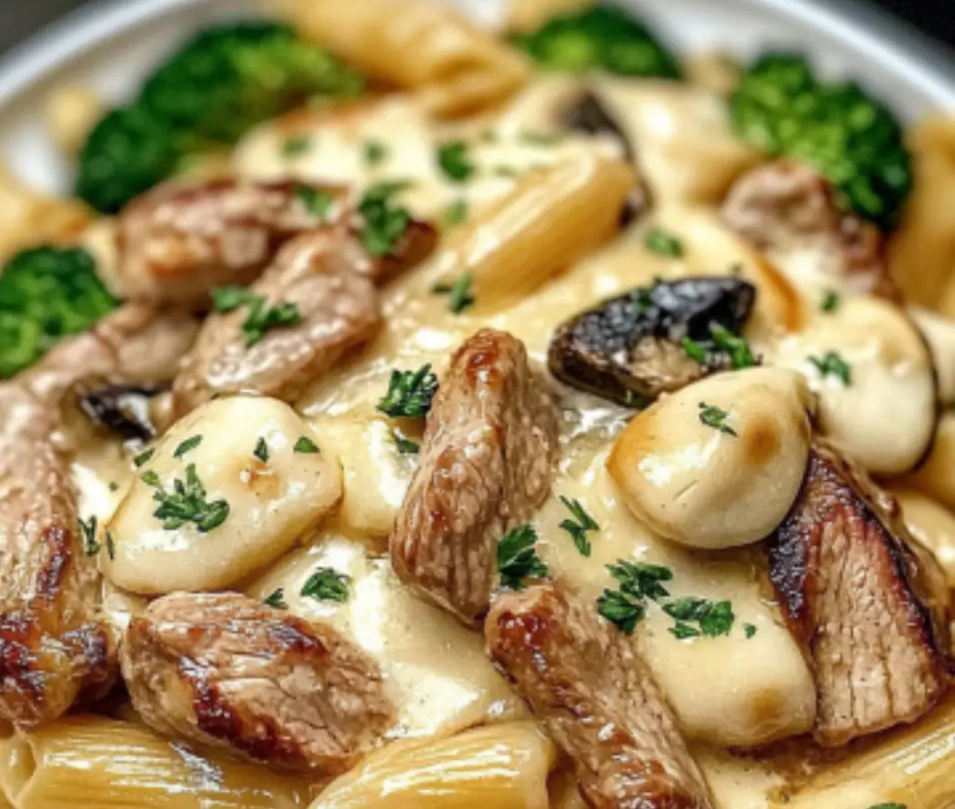 Creamy Mushroom and Broccoli Pasta with Pork