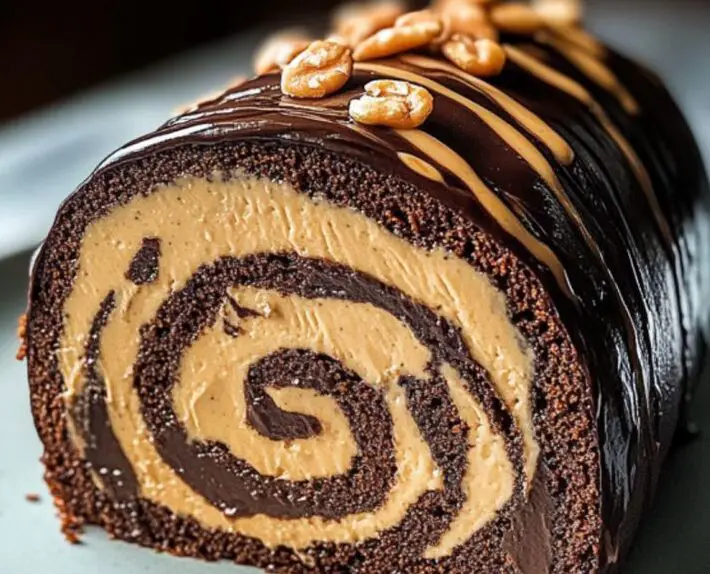 Chocolate Peanut Butter Swiss Roll
