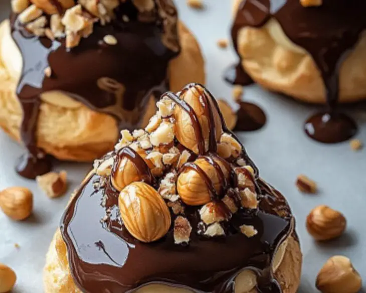 Hazelnut Praline Profiteroles