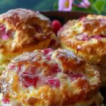 Rustic Rhubarb and Cream Biscuits