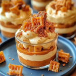 Layered Dessert Parfaits with Whipped Cream and Crumble 3 Layered Dessert Parfaits with Whipped Cream and Crumble