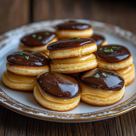 Chocolate-Topped Sandwich Cookies with Cream Filling