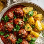 Dawood Basha (Lebanese Meatballs with Potatoes & Rice)