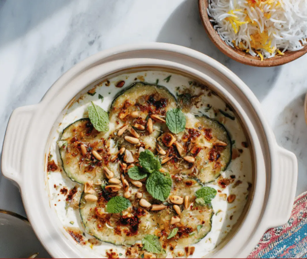 Lebanese Kousa bi Laban (Stuffed Zucchini in Yogurt Sauce)